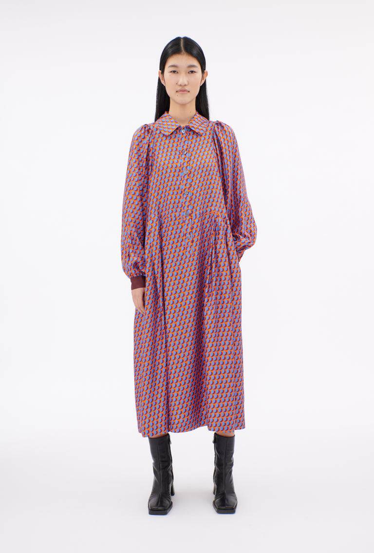 Odeeh Baisers Silk Twill Kleid, Cobalt im Angebot