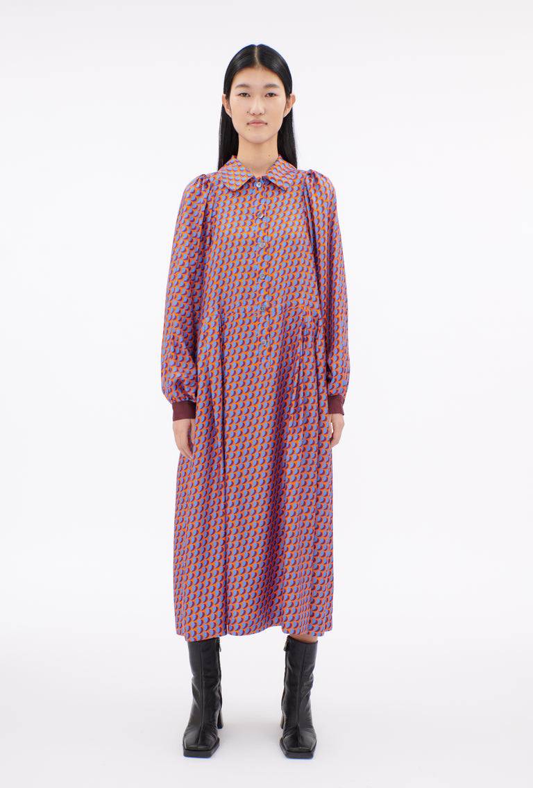 Odeeh Baisers Silk Twill Kleid, Cobalt im Angebot