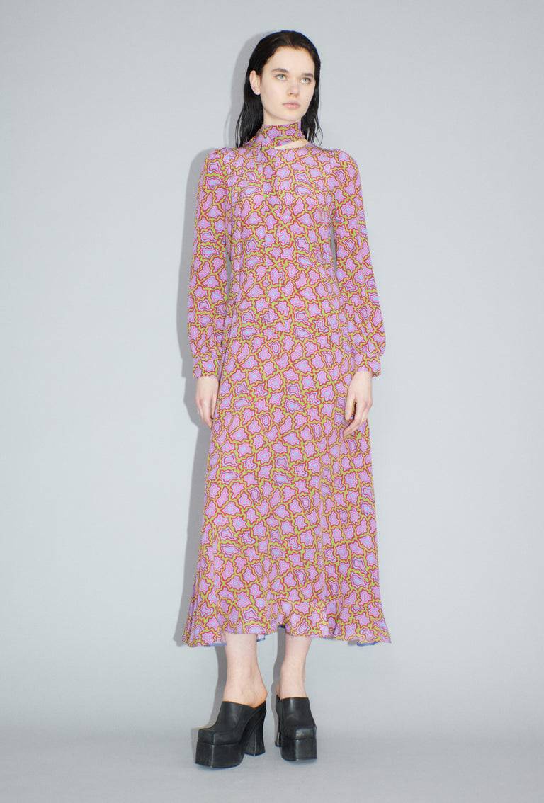 Odeeh Memphis Achats Crepe de Chine Kleid, Periwinkle Blue Schlussverkauf