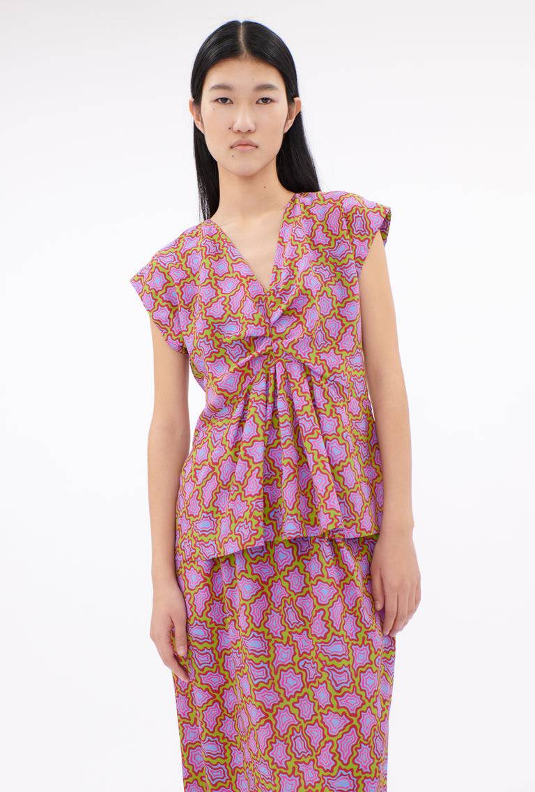 Odeeh Memphis Achats Crepe de Chine Bluse, Periwinkle Blue Blitzverkäufe