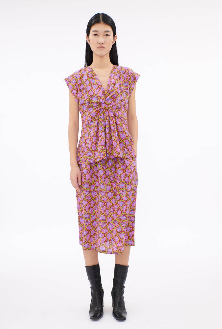 Odeeh Memphis Achats Crepe de Chine Bluse, Periwinkle Blue Blitzverkäufe