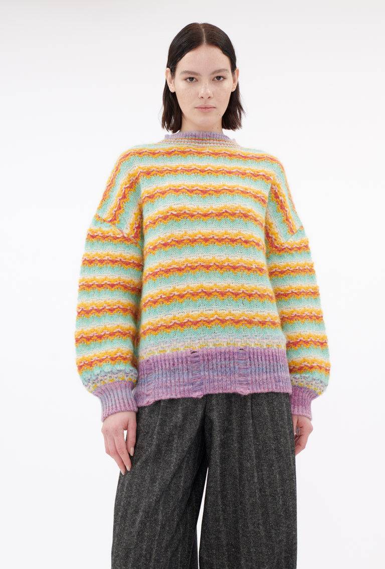 Odeeh Blurry Stripes Alpaca Wool Pullover, Jade Fabrik Onlineshop