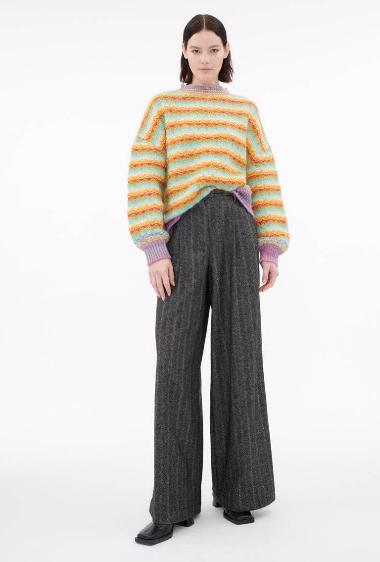 Odeeh Blurry Stripes Alpaca Wool Pullover, Jade Fabrik Onlineshop