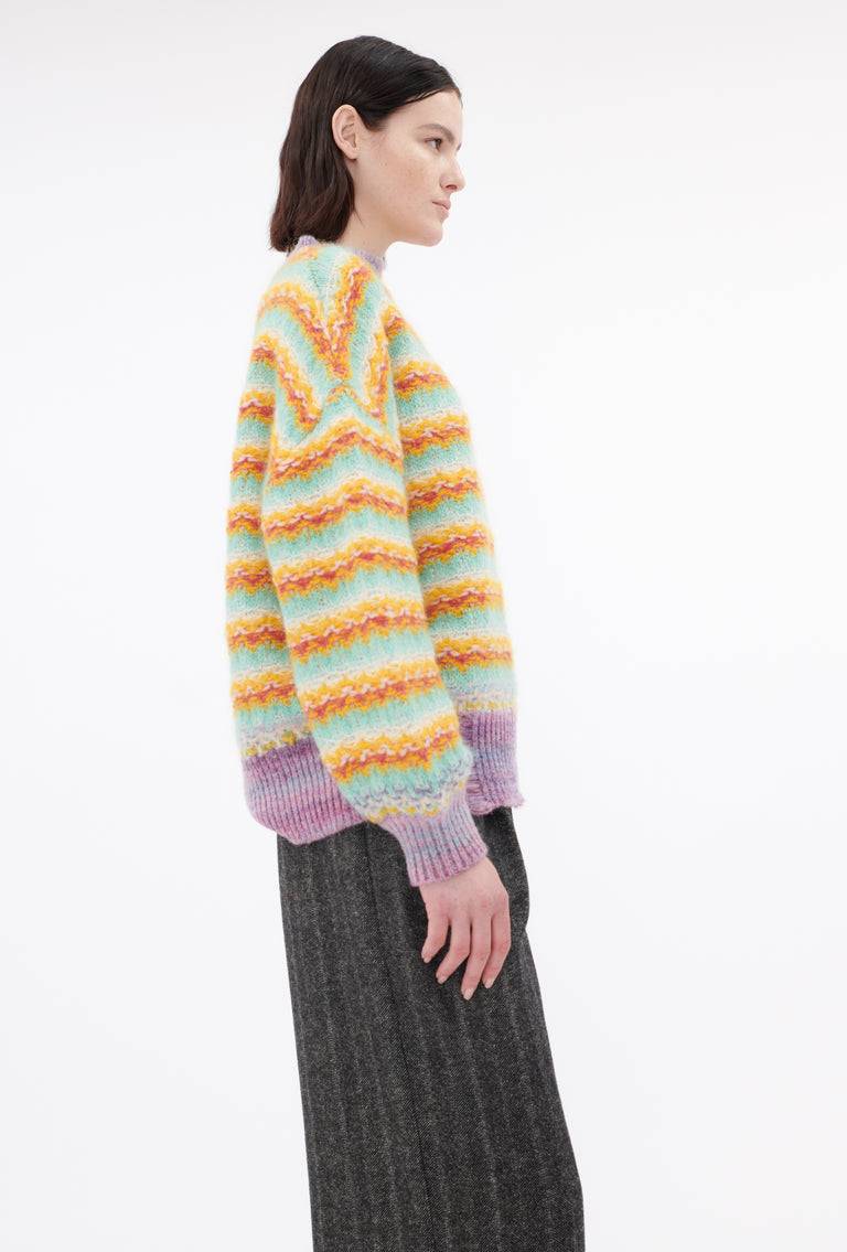 Odeeh Blurry Stripes Alpaca Wool Pullover, Jade Fabrik Onlineshop