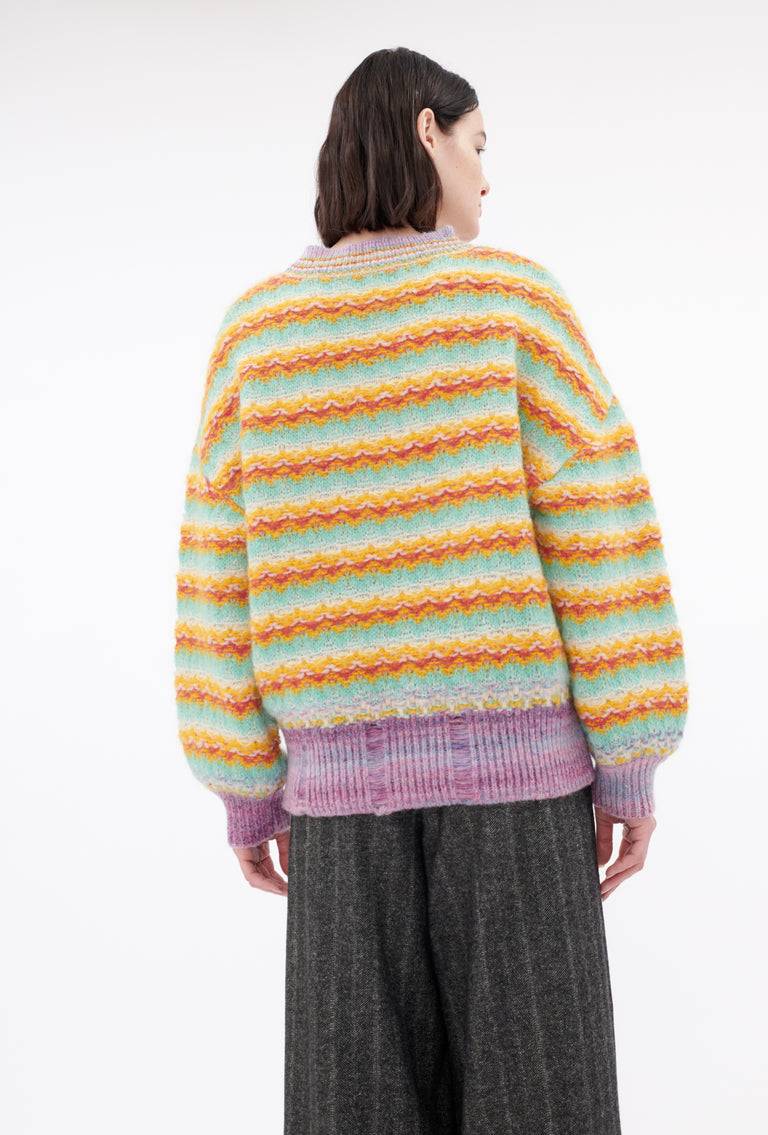 Odeeh Blurry Stripes Alpaca Wool Pullover, Jade Fabrik Onlineshop