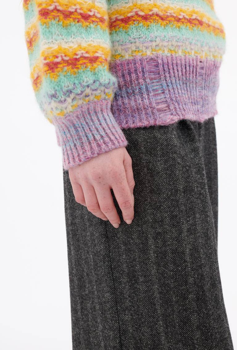 Odeeh Blurry Stripes Alpaca Wool Pullover, Jade Fabrik Onlineshop