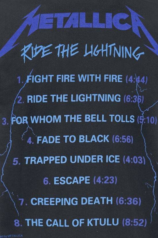 EMP "Ride The Lightning" T-Shirt schwarz von Metallica Kostenlose Rückgabe