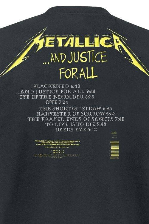 EMP " And Justice For All - Tracklist" T-Shirt schwarz von Metallica Begrenzte Freigabe