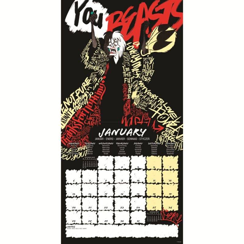 EMP "Villains - Wandkalender 2025" Kalenderbuch multicolor von Disney Fabrik Onlineshop