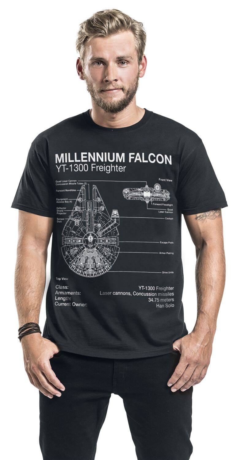 EMP "Millenium Falcon Sketch" T-Shirt schwarz von Star Wars Neuheiten