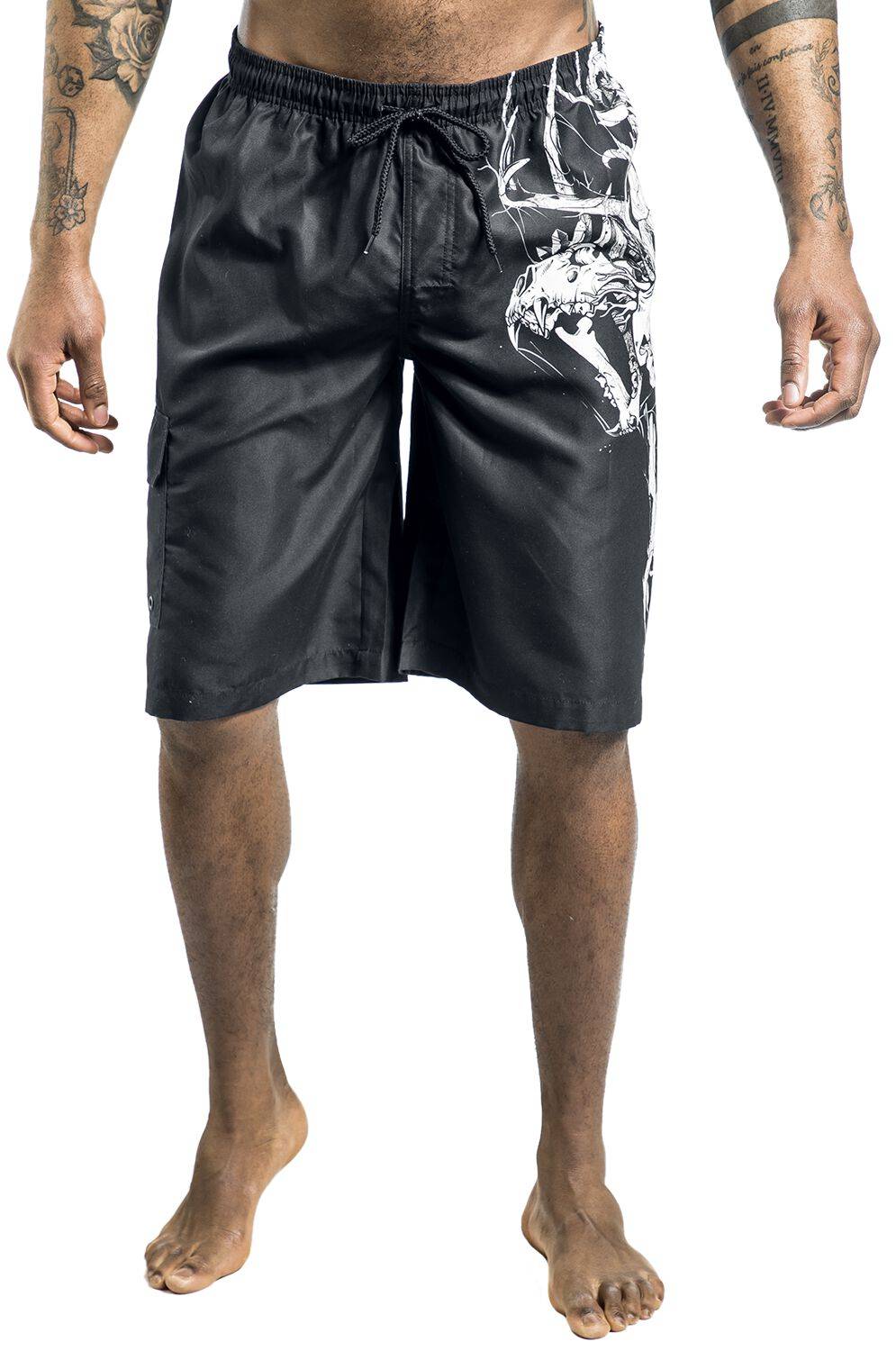 EMP Badeshort schwarz von Gothicana by EMP 50% Rabatt für begrenzte Zeit