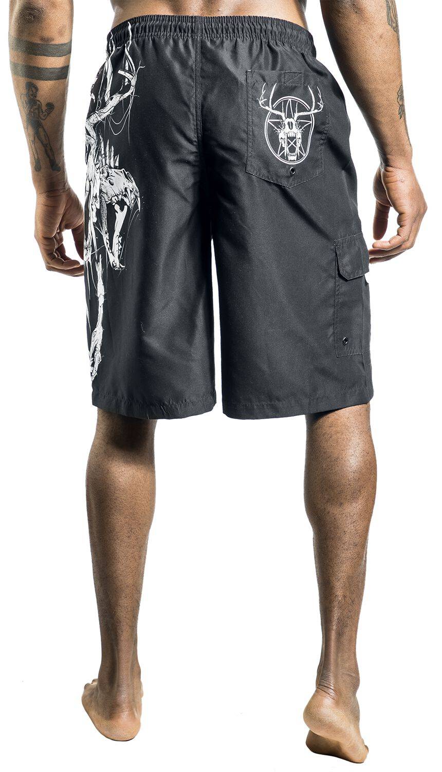 EMP Badeshort schwarz von Gothicana by EMP 50% Rabatt für begrenzte Zeit