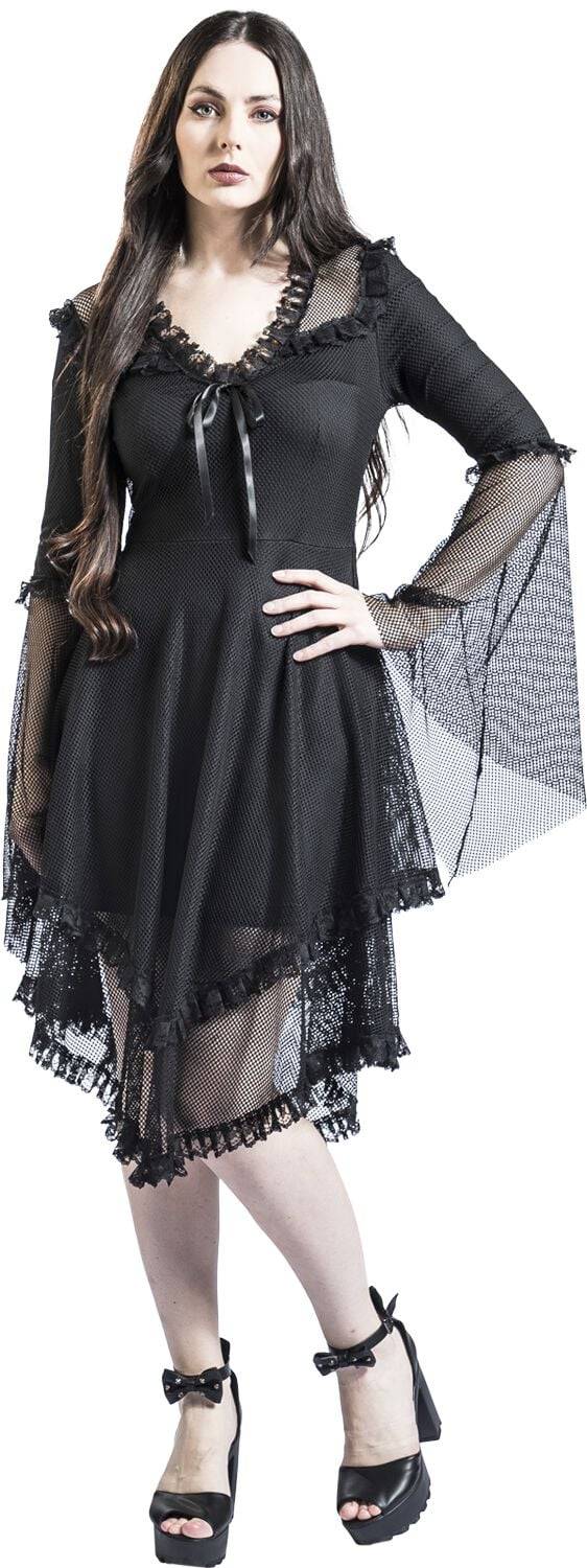EMP "Fishnet Flared Dress" Mittellanges Kleid schwarz von Jawbreaker Jubiläumsangebot