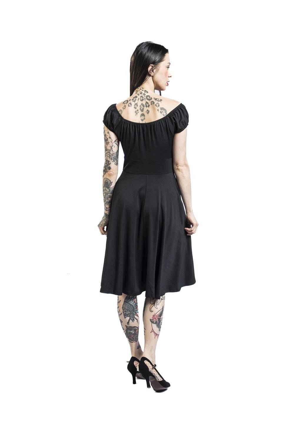 EMP "Gathered Neckline Flare Dress" Mittellanges Kleid schwarz von Voodoo Vixen Günstiger Verkauf
