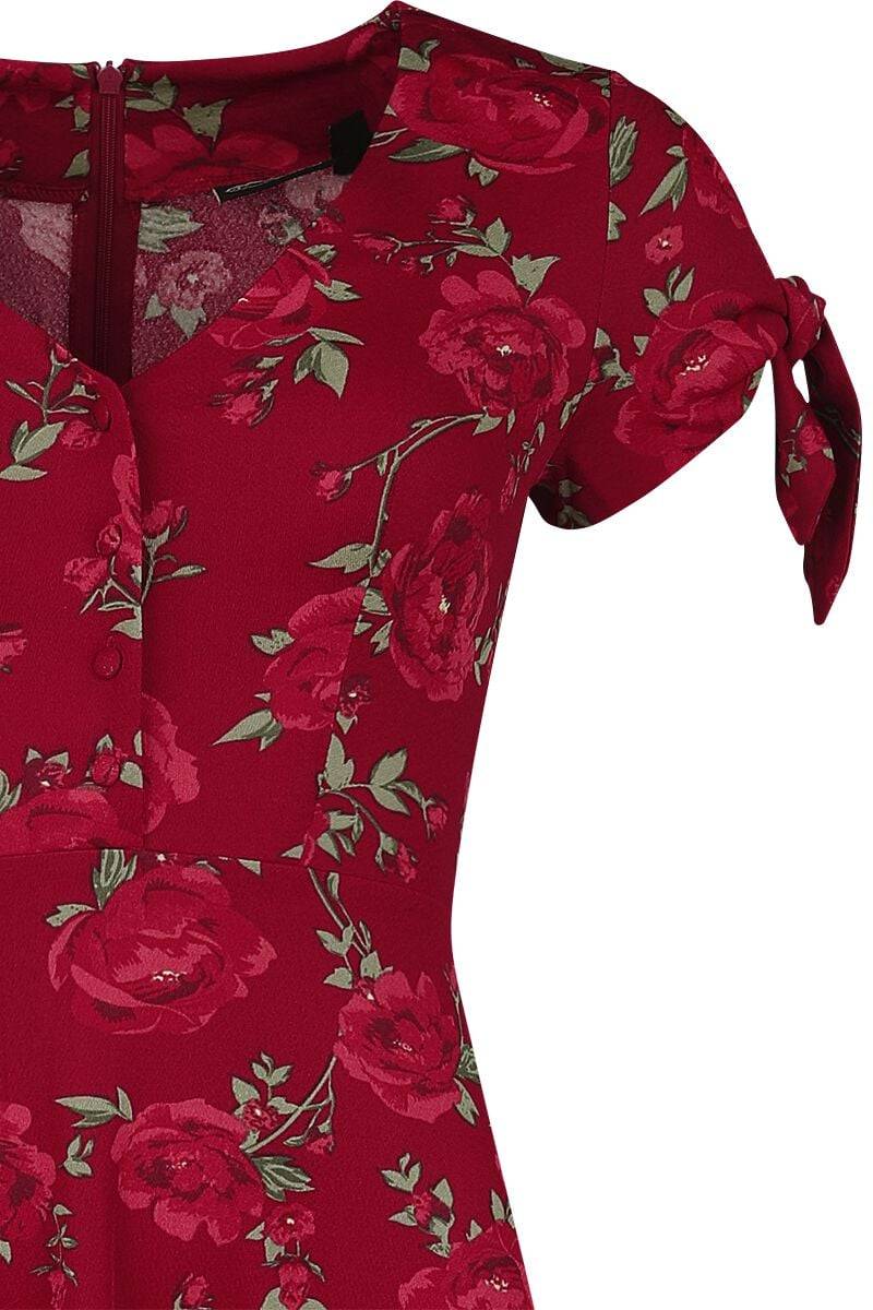 EMP "V Neck Flared Dress" Langes Kleid rot von Voodoo Vixen Exklusivangebot