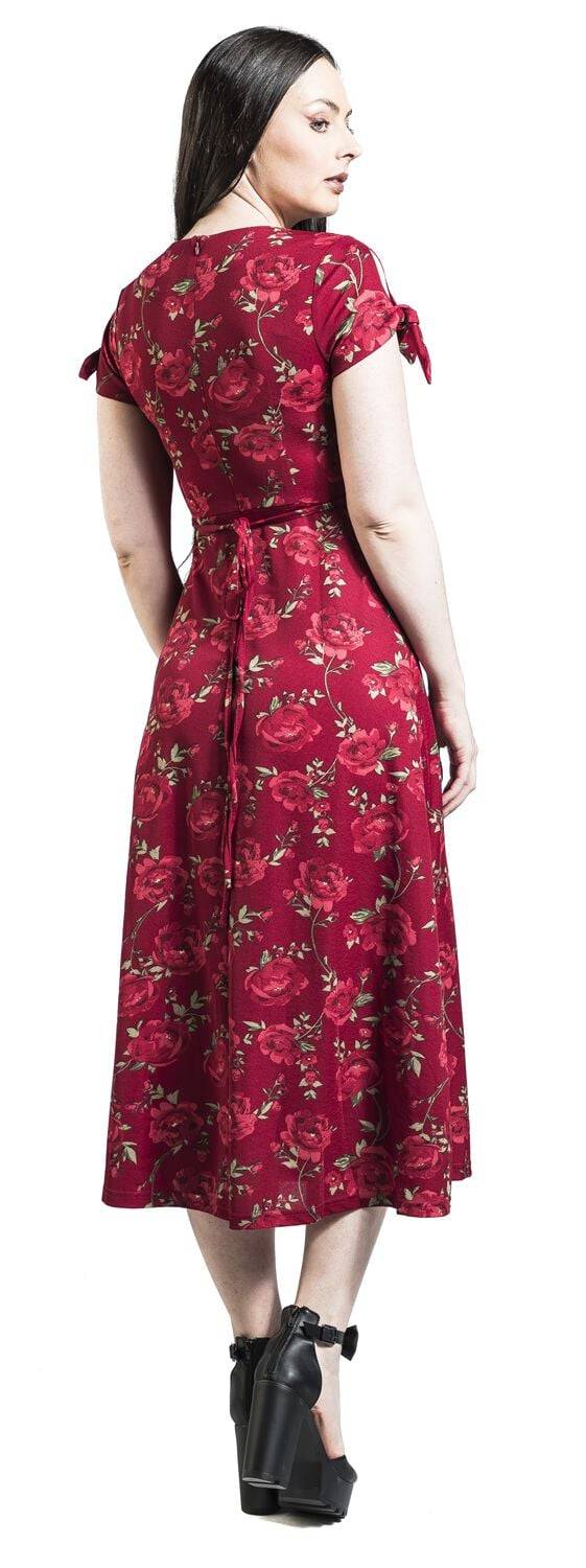 EMP "V Neck Flared Dress" Langes Kleid rot von Voodoo Vixen Exklusivangebot