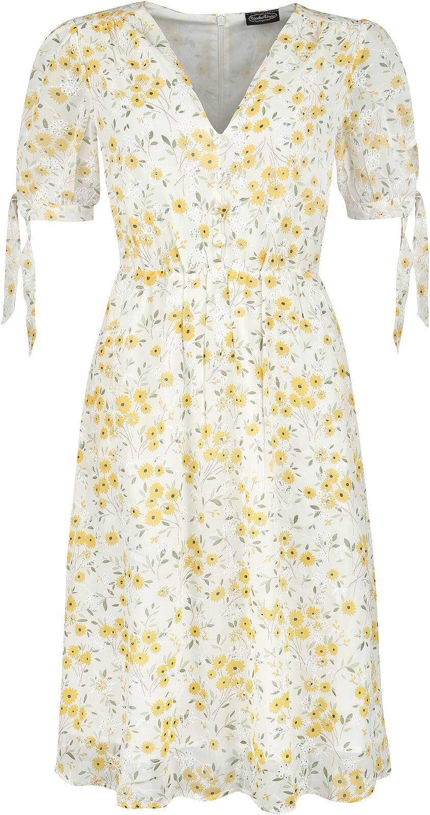 EMP "Tie Sleeve Floral Print And Emb Chiffon Flare Dress" Mittellanges Kleid multicolor von Voodoo Vixen Weihnachtsangebot