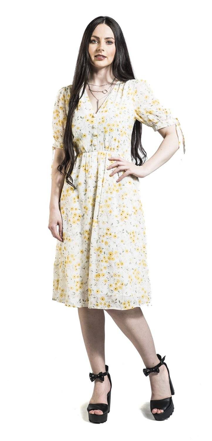 EMP "Tie Sleeve Floral Print And Emb Chiffon Flare Dress" Mittellanges Kleid multicolor von Voodoo Vixen Weihnachtsangebot