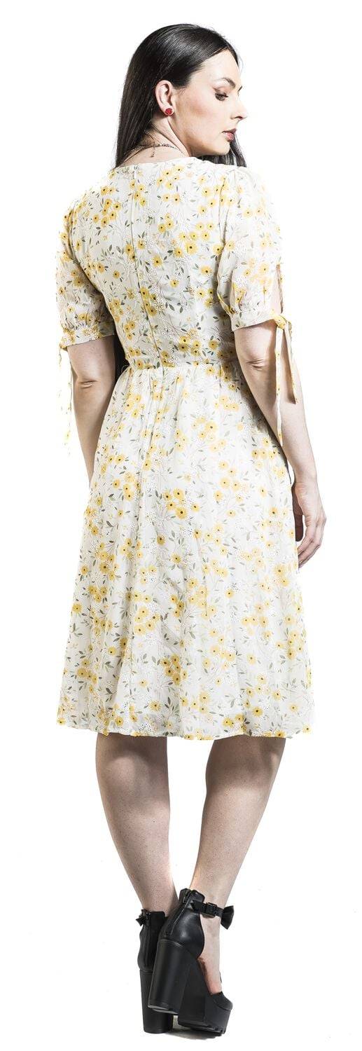 EMP "Tie Sleeve Floral Print And Emb Chiffon Flare Dress" Mittellanges Kleid multicolor von Voodoo Vixen Weihnachtsangebot