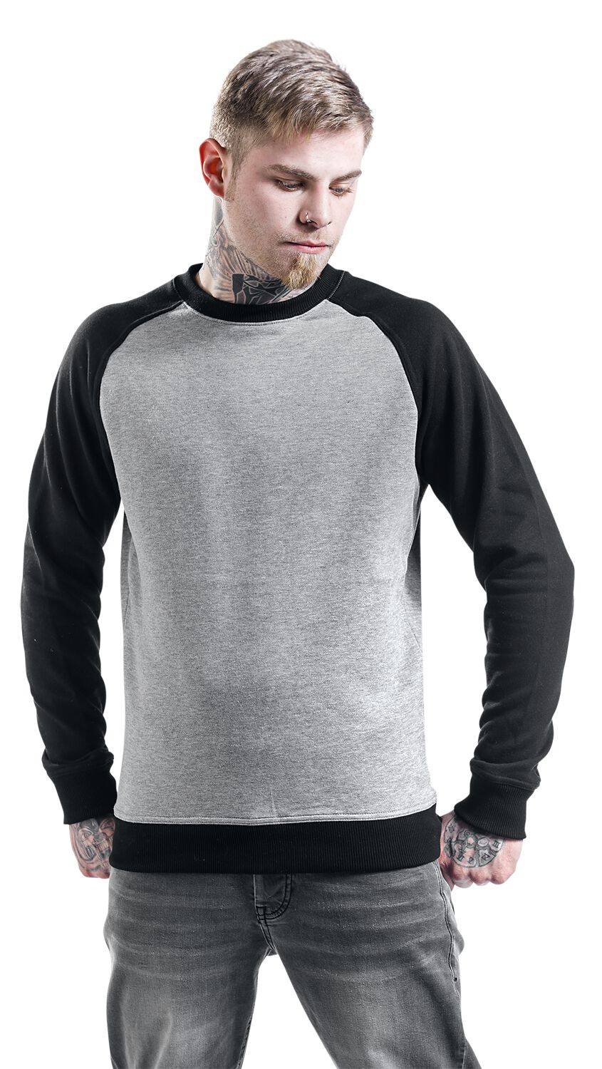 EMP "2-Tone Raglan Crewneck" Sweatshirt grau/schwarz von Urban Classics Bis zu 60% Rabatt