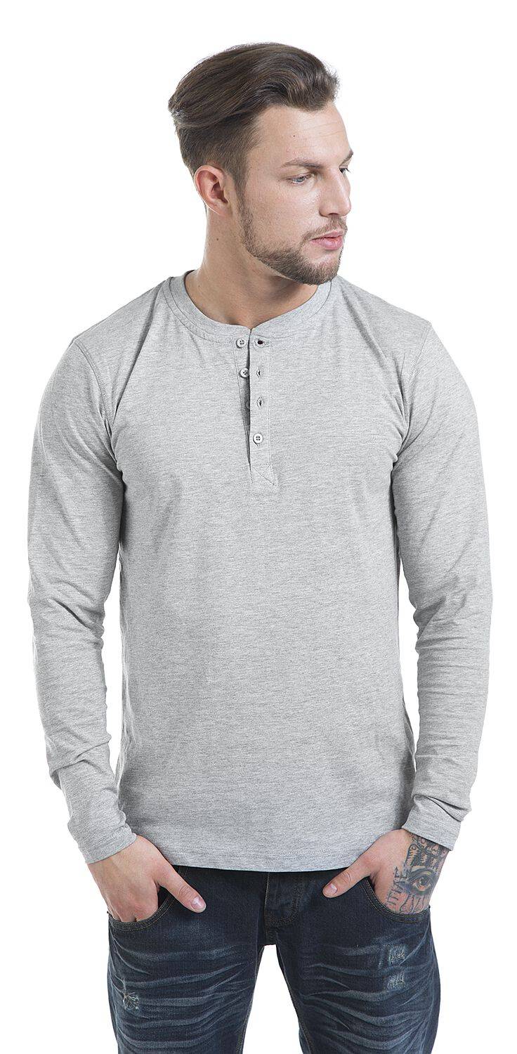 EMP "Basic Henley" Langarmshirt grau von Urban Classics Bis zu 65% Rabatt