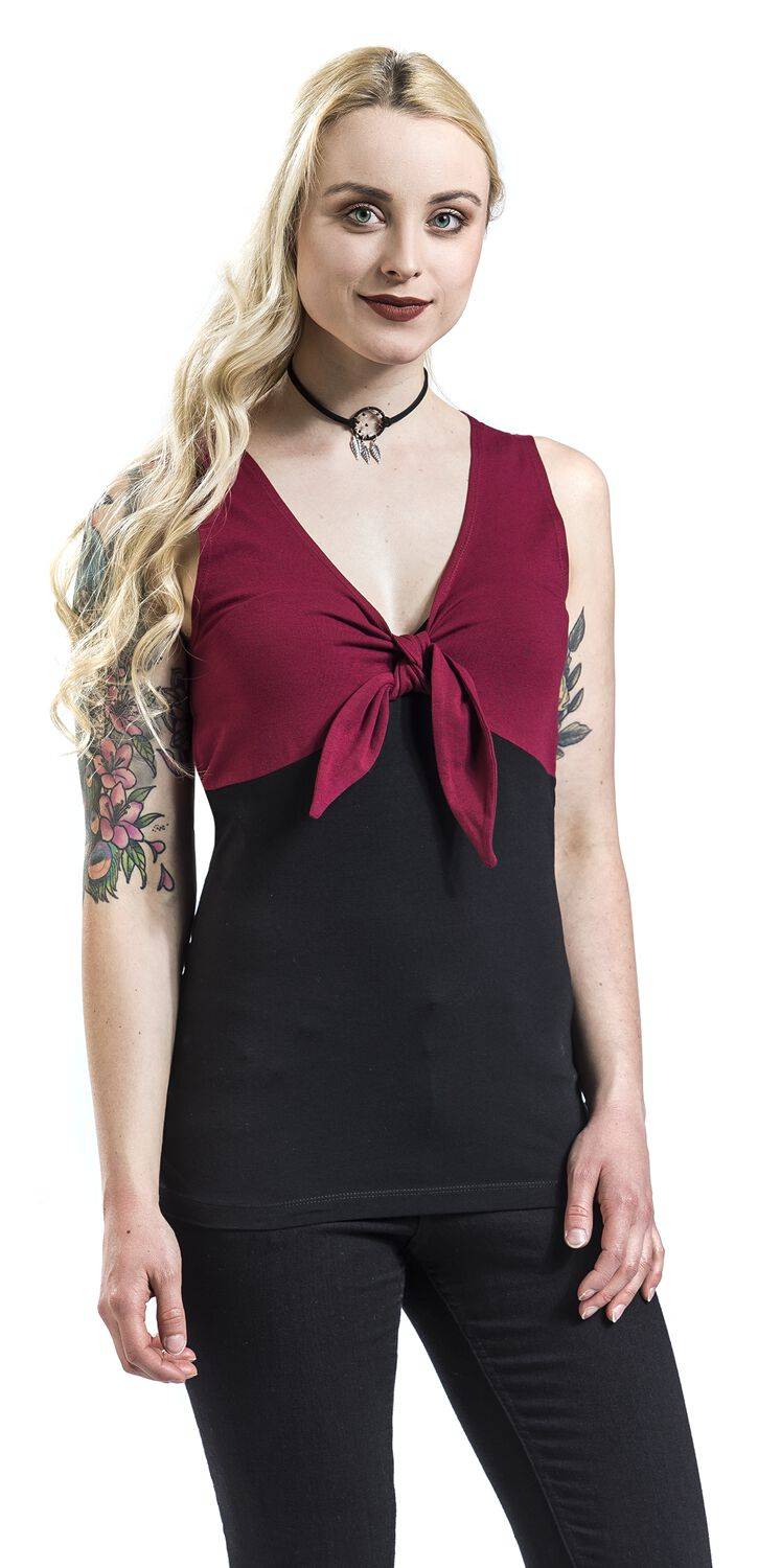 EMP Top bordeaux/schwarz von Rock Rebel by EMP Schlussverkauf