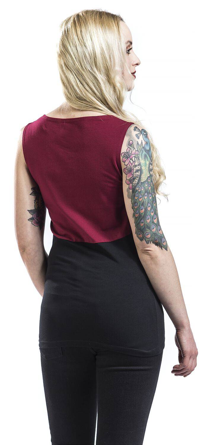EMP Top bordeaux/schwarz von Rock Rebel by EMP Schlussverkauf