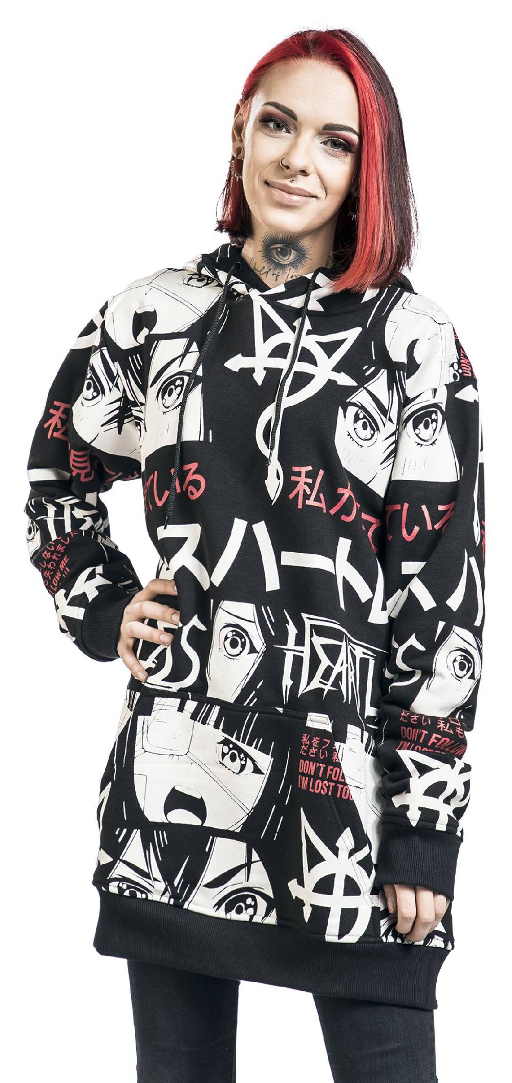 EMP "I'm Lost Hood" Kapuzenpullover schwarz/weiß/rot von Heartless Heißer Verkauf