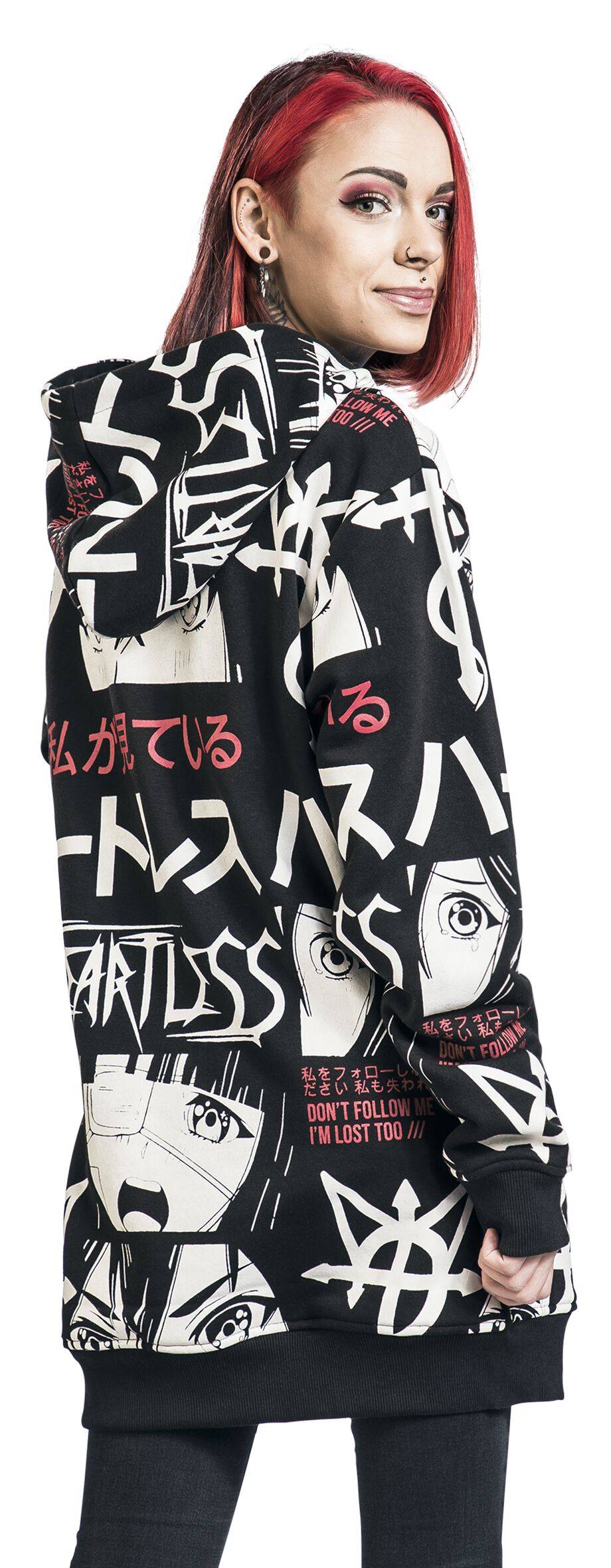 EMP "I'm Lost Hood" Kapuzenpullover schwarz/weiß/rot von Heartless Heißer Verkauf