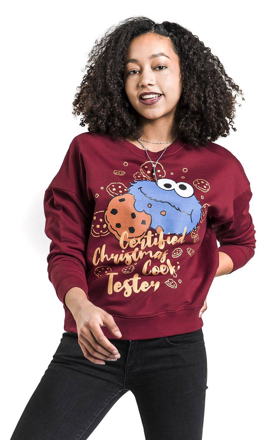 EMP "Christmas Cookie" Weihnachtspullover rot von Sesamstraße Bestseller