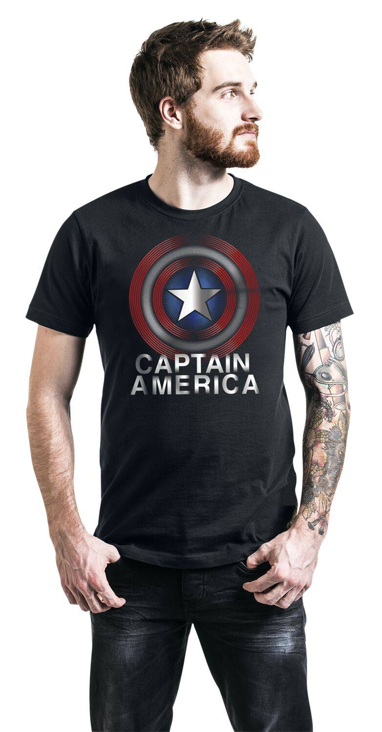 EMP "Captain America - Flash Logo" T-Shirt schwarz von Captain America Begrenztes Angebot