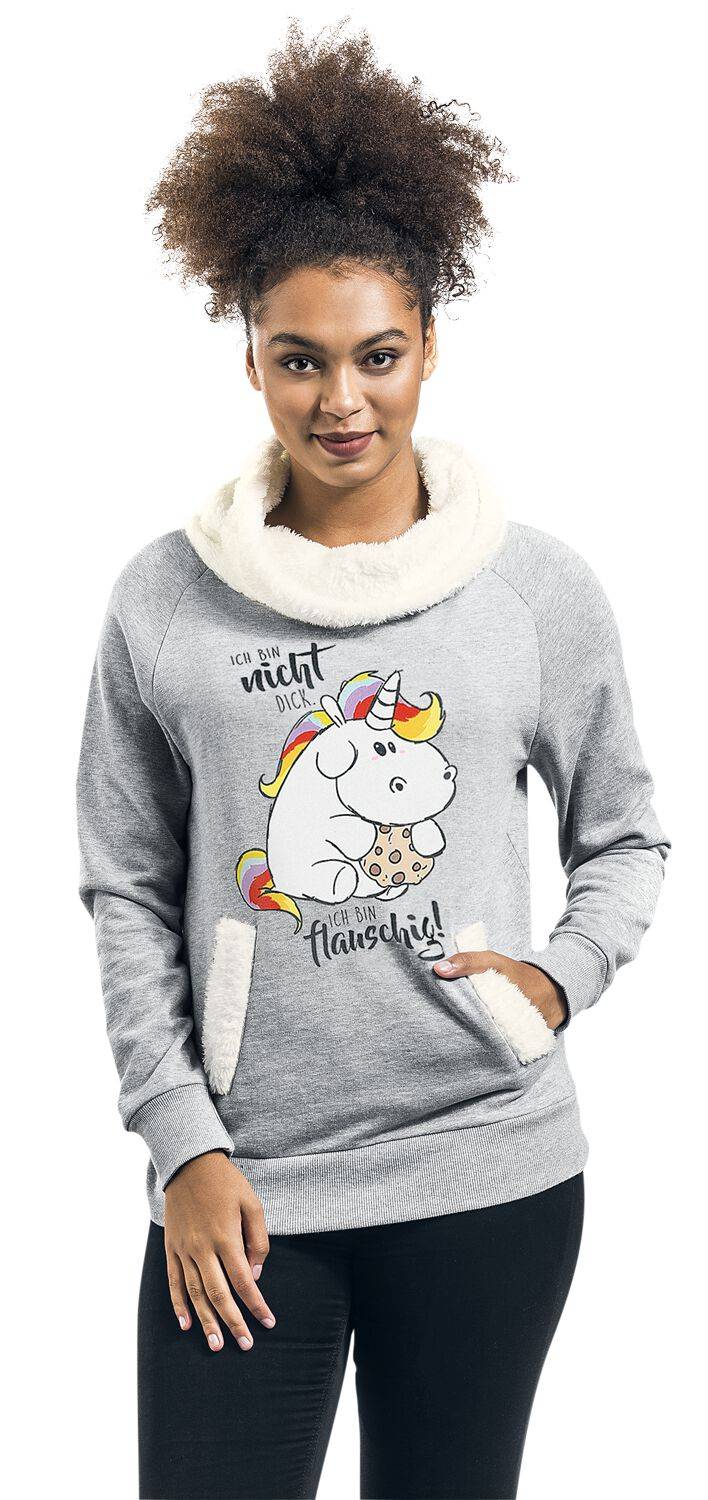 EMP "Ich bin nicht dick. Ich bin flauschig!" Sweatshirt grau meliert von Pummeleinhorn Online Outlet