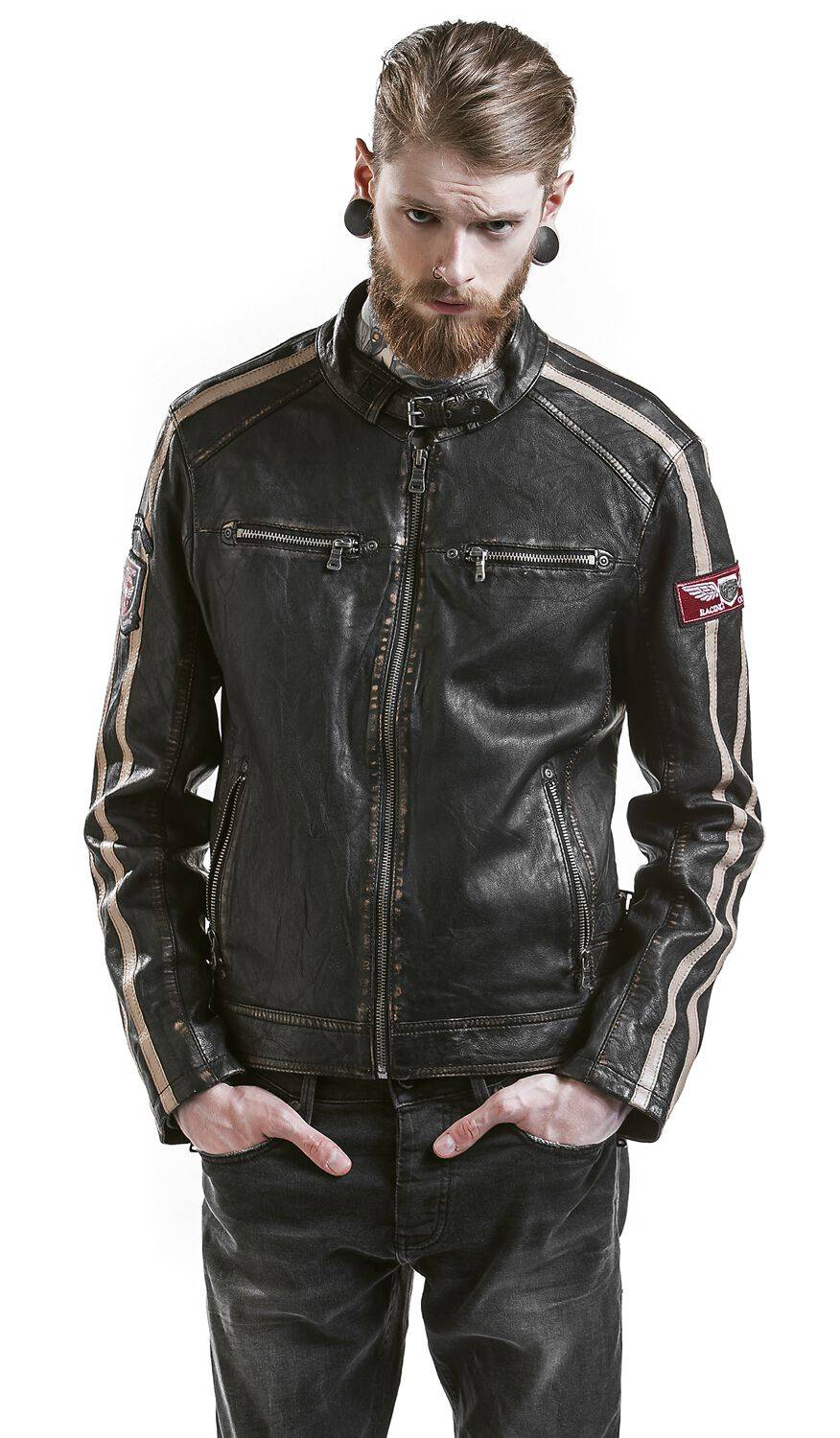 EMP "Race" Lederjacke dunkelbraun von Gipsy Kauf eins, bekomm eins gratis