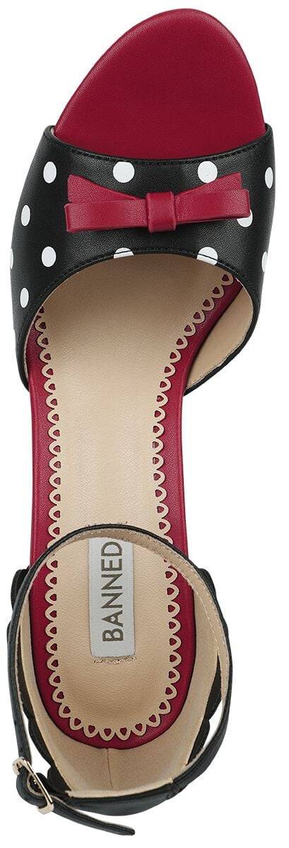EMP "Poppy Polka Open Toe Sandals" High Heel schwarz/rot von Banned Retro Riesige Ersparnisse