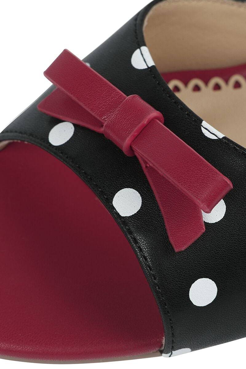 EMP "Poppy Polka Open Toe Sandals" High Heel schwarz/rot von Banned Retro Riesige Ersparnisse