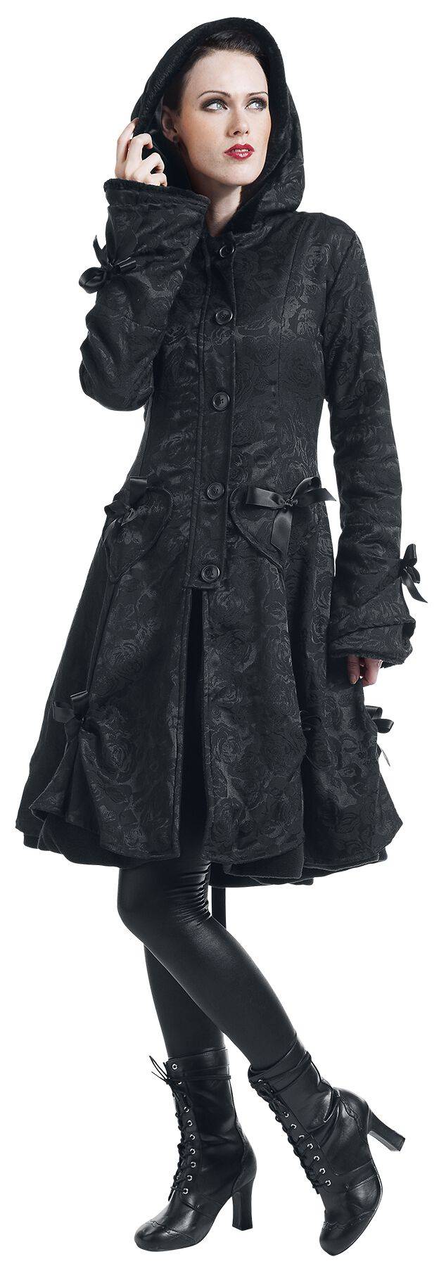 EMP "Alice Rose Coat" Wintermantel schwarz von Poizen Industries Kostenloser Versand