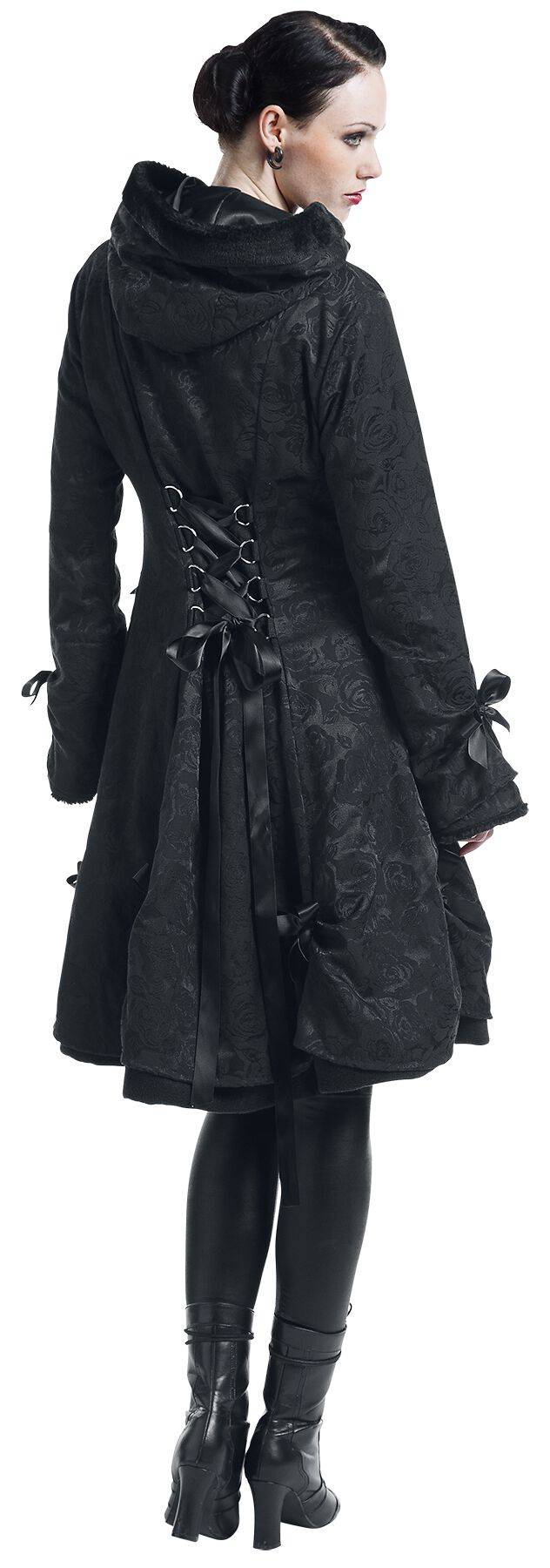 EMP "Alice Rose Coat" Wintermantel schwarz von Poizen Industries Kostenloser Versand