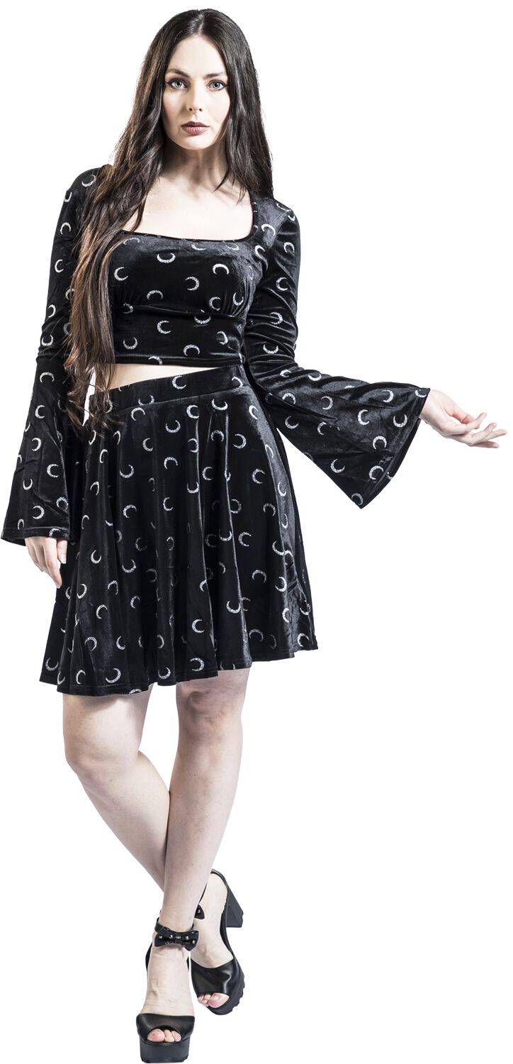 EMP "Misty Moon Top" Langarmshirt schwarz/weiß von Hell Bunny Große Rabatte