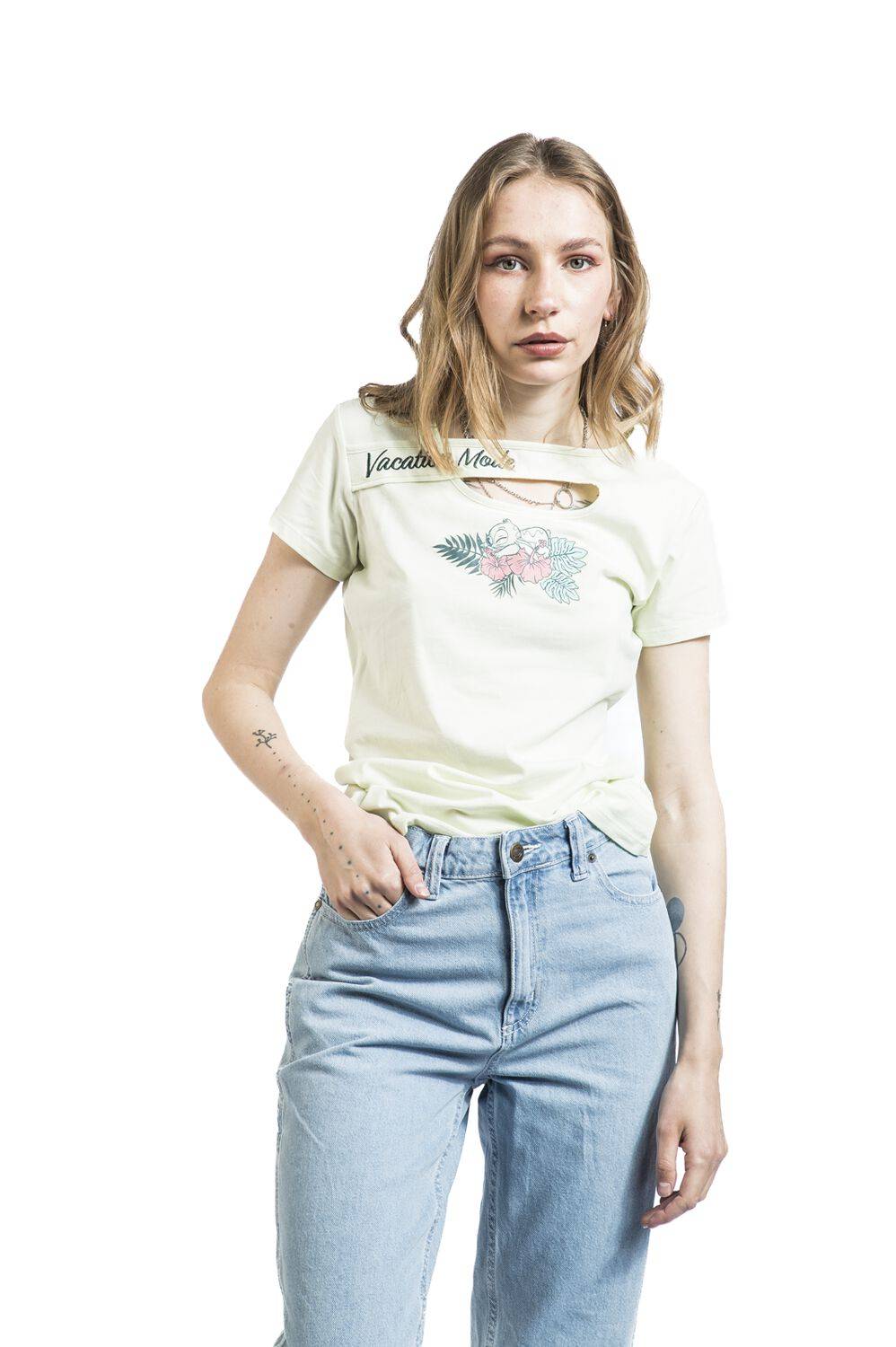 EMP "Stitch - Blumen" T-Shirt hellgrün von Lilo & Stitch Jubiläumsangebot