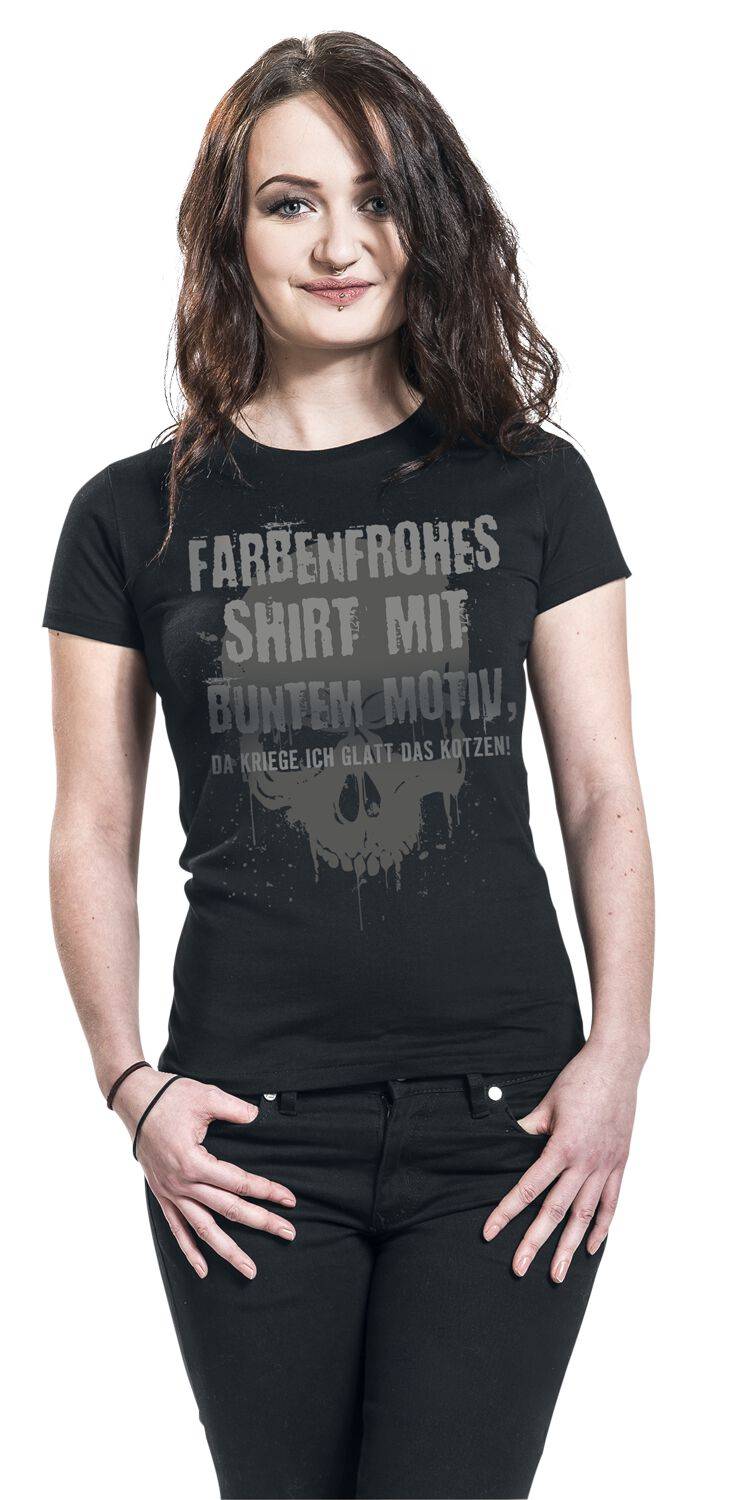 EMP "Farbenfrohes Shirt mit buntem Motiv" T-Shirt schwarz von Sprüche Bis zu 55% Rabatt