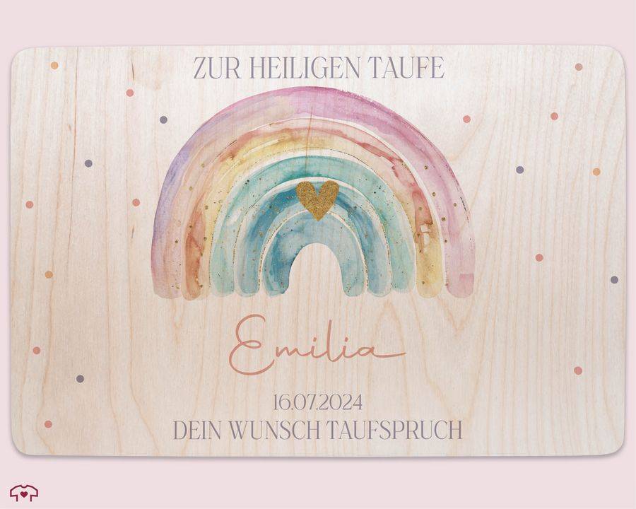 Shirtracer Erinnerungskiste zur Taufe mit Regenbogen - Personalisierte Babybox für Jungen und Mädchen - Taufgeschenk Shirtracer Weihnachtsangebot