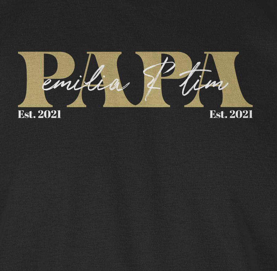 Shirtracer PAPA Geschenk mit Namen Kinder Datum Geburtsjahr Weihnachten Geburtstag: T-Shirt Shirtracer Neueste Stile