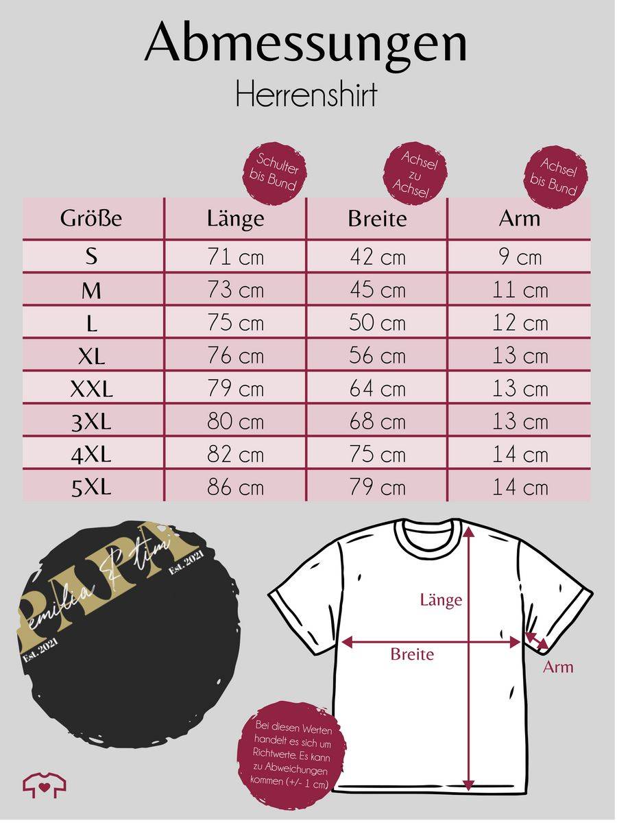 Shirtracer PAPA Geschenk mit Namen Kinder Datum Geburtsjahr Weihnachten Geburtstag: T-Shirt Shirtracer Neueste Stile