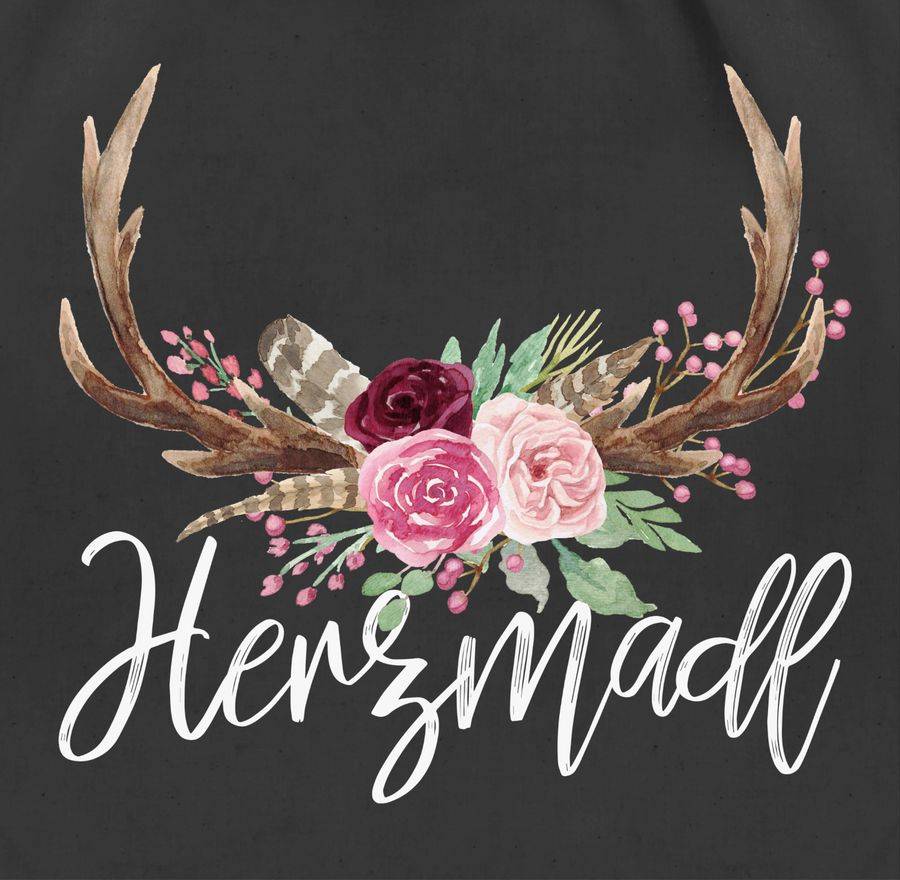Shirtracer Herzmadl Geweih - weißer Schriftzug: Tshirt Gym Bag Shirtracer Online Shopping