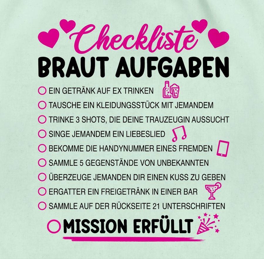 Shirtracer Braut Aufgaben I Mutprobe Checkliste Shirts & Mehr Shirtracer Weihnachtsangebot
