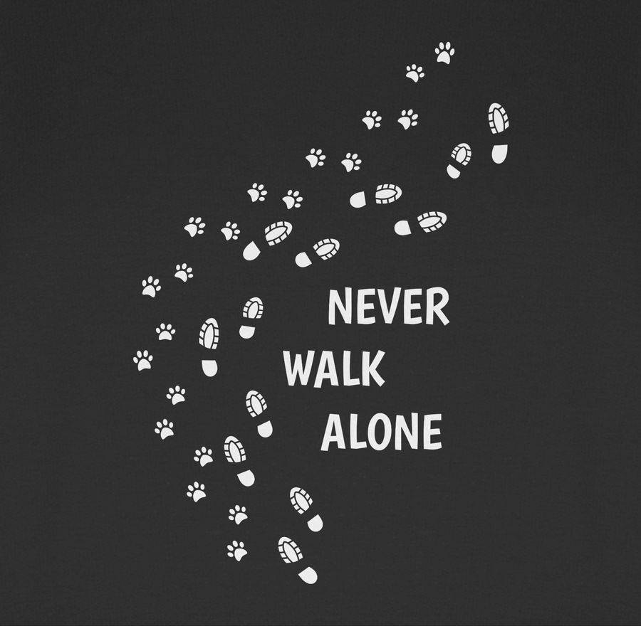 Shirtracer Never walk alone Pfotenabdrücke: Tshirt Turnbeutel Shirtracer Neuheiten