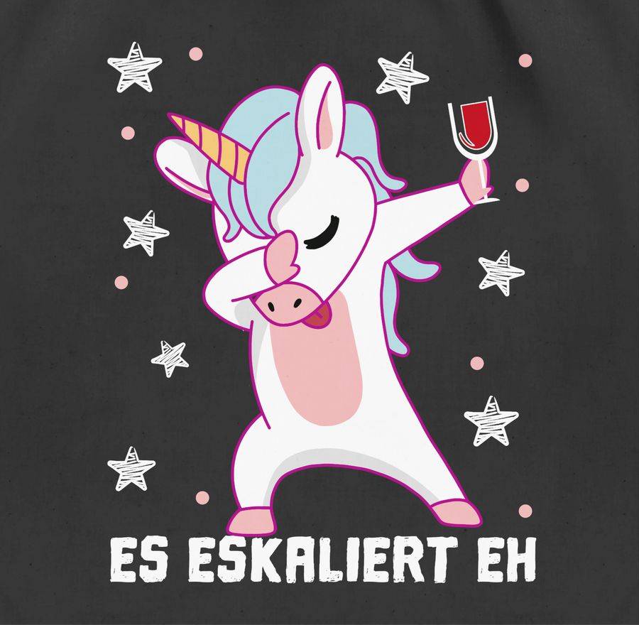 Shirtracer Es eskaliert eh Einhorn mit Weinglas weiß Shirts & Mehr Shirtracer Räumungsverkauf