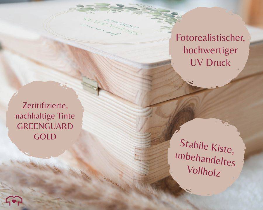 Shirtracer Für immer Eukalyptus mit Name und Datum Erinnerungsbox Hochzeit Aufbewahrungsb Shirtracer Zeitbegrenzte Promotion