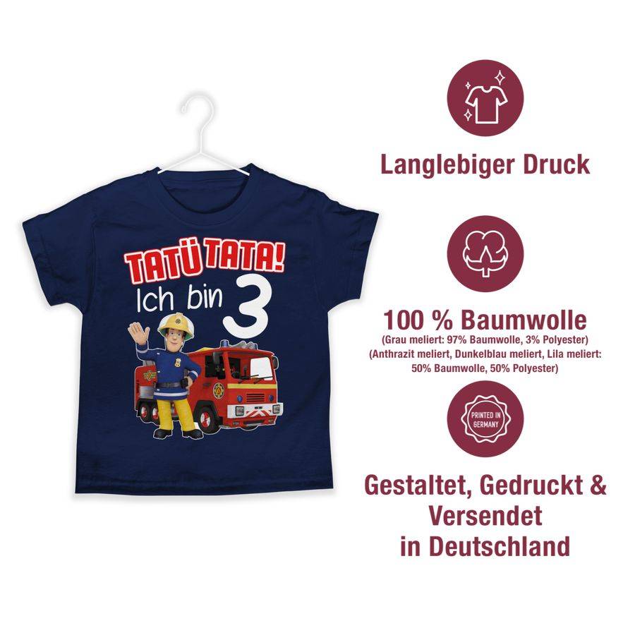 Shirtracer Tatü Tata! Ich bin 3 - rot: Tshirt Turnbeutel Shirtracer Heißer Verkauf