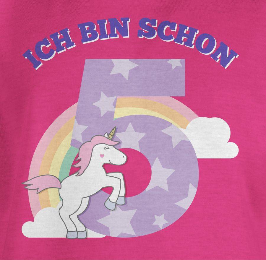 Shirtracer Ich bin schon fünf Einhorn: Tshirt Turnbeutel Shirtracer Tiefpreis